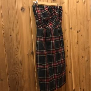 Strapless plaid dress